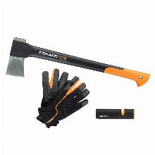 НАБОР ИНСТРУМЕНТА ТОПОР ПЕРЧАТКИ ТОЧИЛКА fiskars 129009