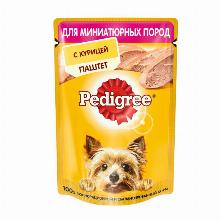 КОРМ ДЛЯ СОБАК pedigree ДЛЯ МИНИАТЮРНЫХ ПОРОД ПАШТЕТ С КУРИЦА 80 Г