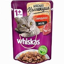 КОРМ ДЛЯ КОШЕК whiskas МЯСНАЯ КОЛЛЕКЦИЯ ЖЕЛЕ С ГОВЯДИНОЙ 85 Г