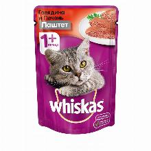 КОРМ ДЛЯ КОШЕК whiskas ПАШТЕТ ИЗ ГОВЯДИНЫ С ПЕЧЕНЬЮ 85 Г