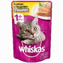 КОРМ ДЛЯ КОШЕК whiskas ПАШТЕТ ИЗ КУРИЦЫ С ИНДЕЙКОЙ 85 Г