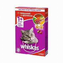 КОРМ ДЛЯ КОШЕК whiskas ПОДУШЕЧКИ С ГОВЯДИНОЙ И КРОЛИКОМ 350 Г