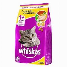 КОРМ ДЛЯ КОШЕК whiskas ПОДУШЕЧКИ С КУРИЦЕЙ И ИНДЕЙКОЙ 800 Г