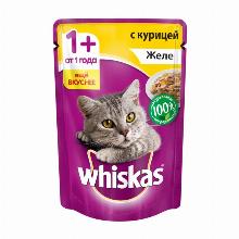 КОРМ ДЛЯ КОШЕК whiskas ЖЕЛЕ С КУРИЦЕЙ 75 Г