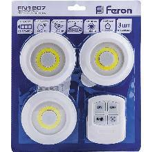 СВЕТИЛЬНИК КНОПКА 3 ШТ СВЕТОДИОДНАЯ1LED 3W feron FN1207 23378