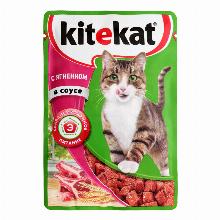 КОРМ ДЛЯ КОШЕК kitekat ЯГНЕНОК В СОУСЕ 85 Г