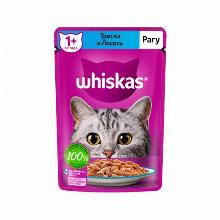 КОРМ ДЛЯ КОШЕК whiskas РАГУ ТРЕСКА С ЛОСОСЕМ  75 Г